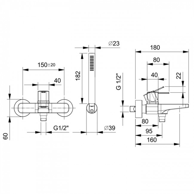 Fantini Lame Смеситель для ванны, настенный, цвет: хром 24 02 M115