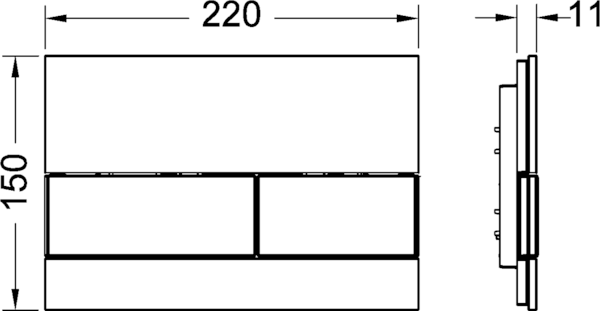 TECEsquare, панель смыва с двумя клавишами стеклянная, цвет: стекло черное, клавиши хром глянцевый 9240807