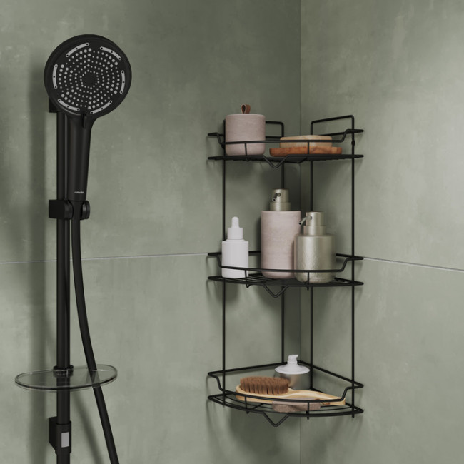 Полка трёхъярусная угловая Milardo Grid проволока стальная, чёрный матовый (GRICC3BM44) Полка трёхъярусная угловая Milardo Grid проволока стальная, чёрный матовый (GRICC3BM44)