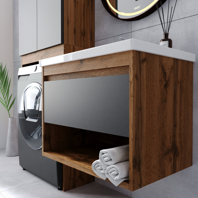 Тумба VIANT "Бостон" 1 ящик подвесная графит 380х460х500 под раковину .S-UM-COM50/1-w (COMO 50) (VBOS50COG-T1YP)