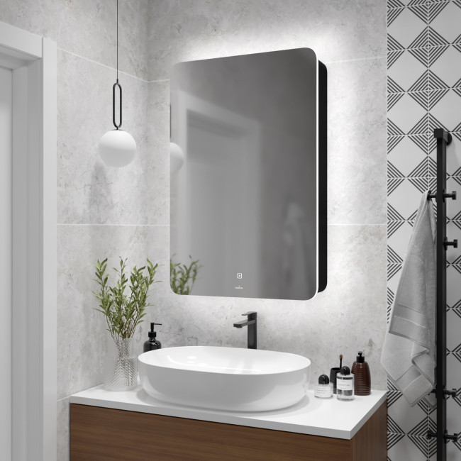 Зеркало-шкаф MIXLINE "Асти" 560*850 (ШВ) левый, сенсорный выкл., светодиодная подсветка, ЧЕРНЫЙ (553165) Зеркало-шкаф MIXLINE "Асти" 560*850 (ШВ) левый, сенсорный выкл., светодиодная подсветка, ЧЕРНЫЙ (553165)