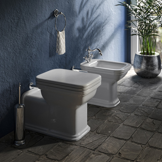 Kerasan Waldorf Унитаз напольный пристенный удлиненный "Prolungato" 65х37см, цвет: белый