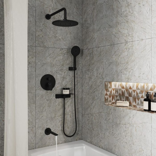 Душевая система скрытого монтажа с тропическим душем, ручным душем и изливом Milardo Rora (RORBL03M68)