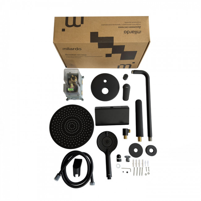 Душевая система скрытого монтажа с тропическим душем, ручным душем и изливом Milardo Rora (RORBL03M68)