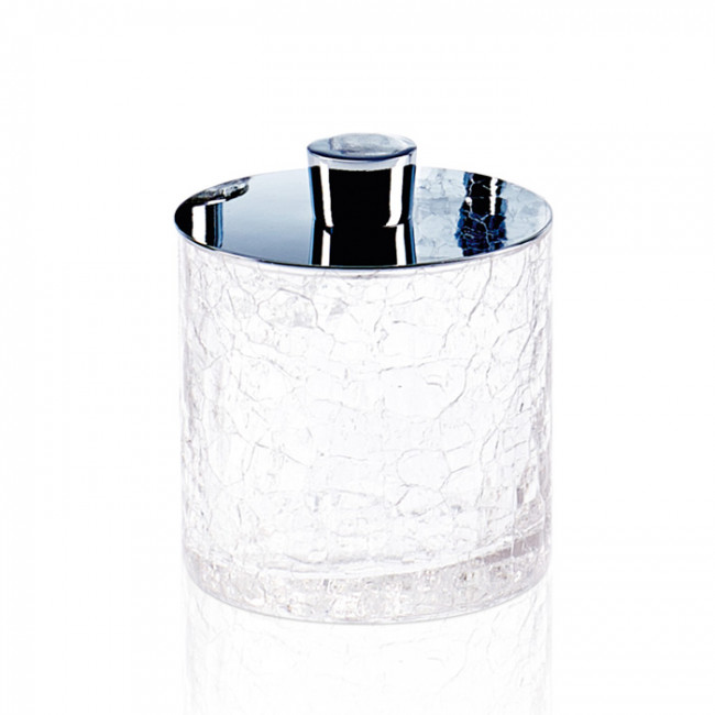 Decor Walther Crack DMD Баночка универсальная 9x11см, с крышкой, французское стекло Craquele, настольная, цвет: хром Decor Walther Crack DMD Баночка универсальная 9x11см, с крышкой, французское стекло Craquele, настольная, цвет: хром