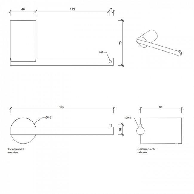 Decor Walther Stone TPH Держатель туалетной бумаги, подвесной, цвет: белый / сталь матовая