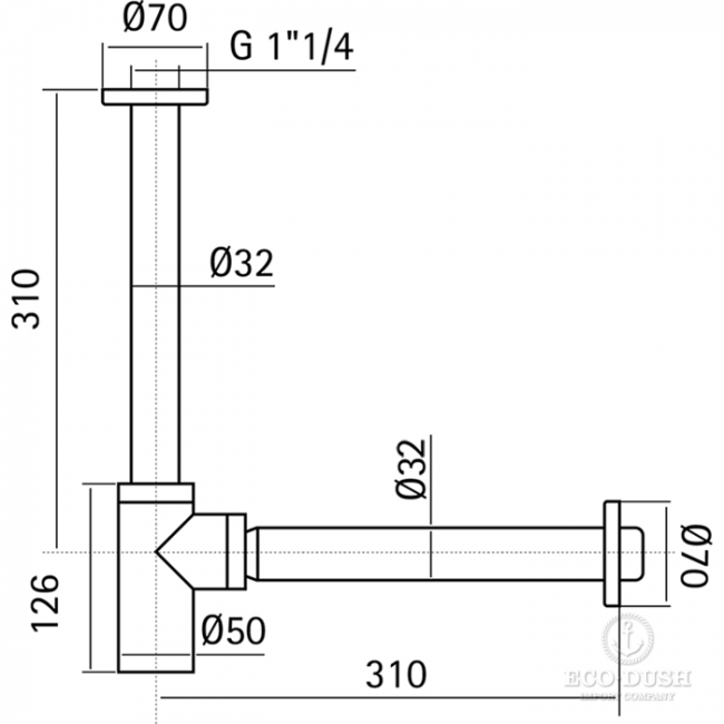 CISAL Сифон 1"1/4 для раковины, цвет: нержавеющая сталь