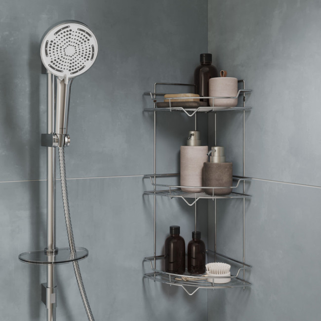 Полка трёхъярусная угловая Milardo Grid проволока стальная, хром (GRICC3CM44) Полка трёхъярусная угловая Milardo Grid проволока стальная, хром (GRICC3CM44)