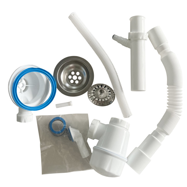 Сифон ULGRAN одинарный, с отводом под стиральную машину, с выпуском 3 ½, круглым переливом и гофротрубой (U-1)