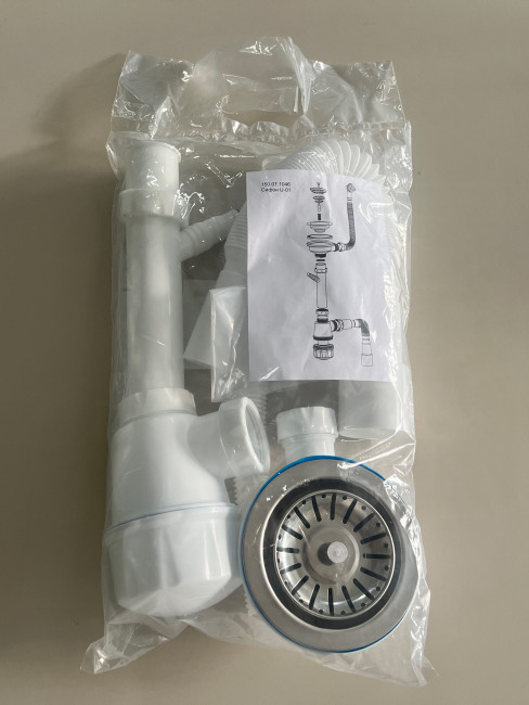 Сифон ULGRAN одинарный, с отводом под стиральную машину, с выпуском 3 ½, круглым переливом и гофротрубой (U-1)