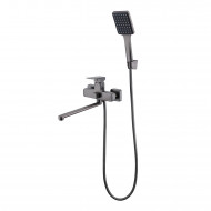 Смеситель Prohanss для ванны и душа универсальный поворотный излив 30 см, графит (P60.22.09)