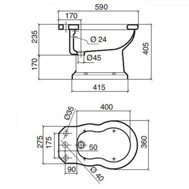 Sbordoni Neoclassica Биде напольное 59х36см, цвет: белый