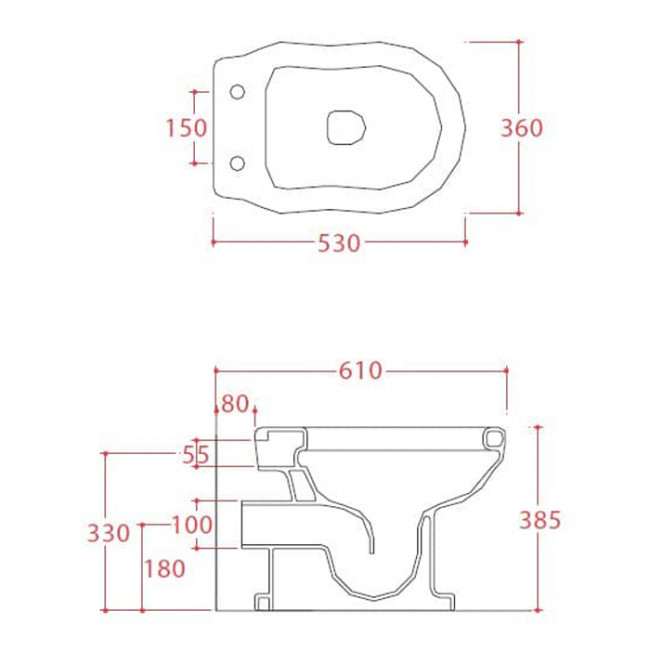 Artceram HERMITAGE Унитаз приставной слив в стену, 36х55см, с крепежом в комплекте, цвет: белый