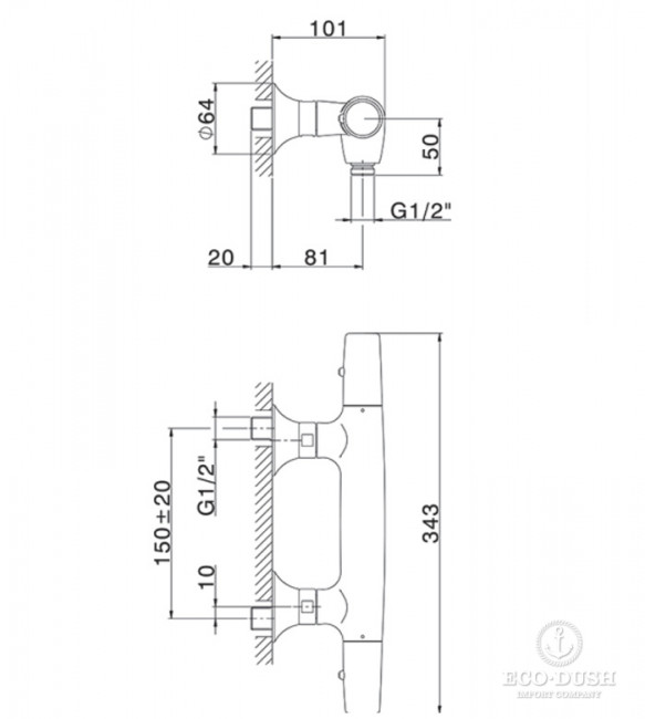 CISAL Vita  Термостатический смеситель для душа, цвет: хром