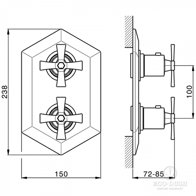 CISAL Cherie Встраиваемый термостатический смеситель для душа, цвет: золото/черный CX0093007C