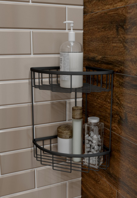 Полка угловая двойная Timo Saona черный (13082/03) Полка угловая двойная Timo Saona черный (13082/03)