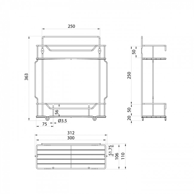 Полка двухъярусная прямая Milardo Grid проволока стальная, хром (GRICS2CM44) Полка двухъярусная прямая Milardo Grid проволока стальная, хром (GRICS2CM44)