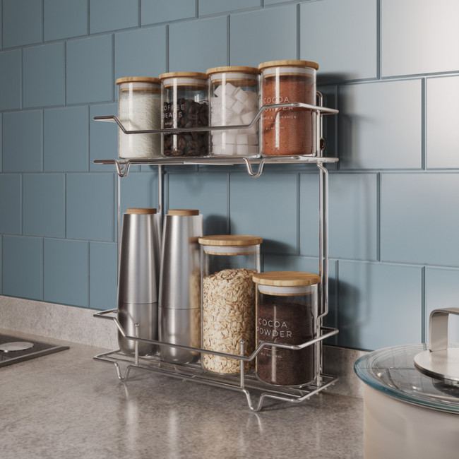 Полка двухъярусная прямая Milardo Grid проволока стальная, хром (GRICS2CM44) Полка двухъярусная прямая Milardo Grid проволока стальная, хром (GRICS2CM44)