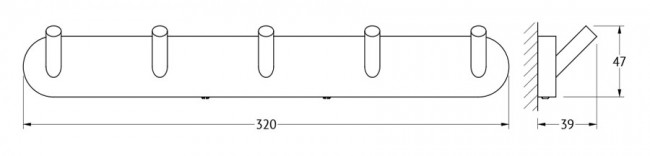 Планка с 5-ю крючками 32 см Artwelle Harmonie HAR 003