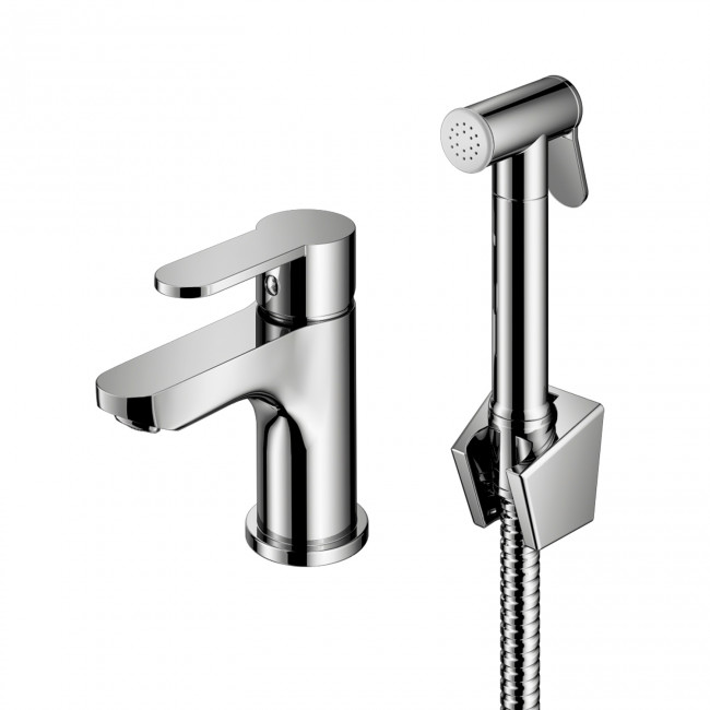 Смеситель Prohanss для раковины с гигиеническим душем монолитный, хром (P64.12) Смеситель Prohanss для раковины с гигиеническим душем монолитный, хром (P64.12)