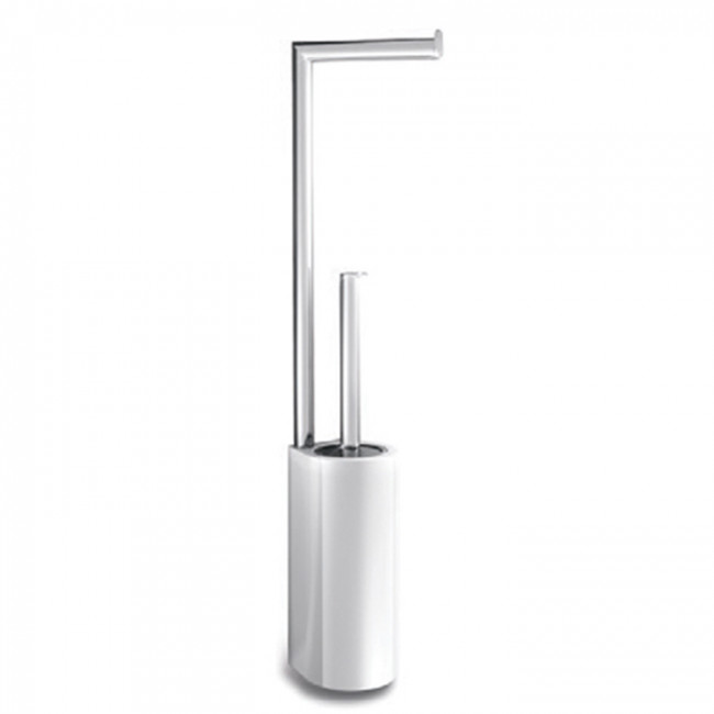 Bertocci Cento Напольная стойка, с туалетным ёршиком и бумагодержателем, цвет: белая керамика/хром