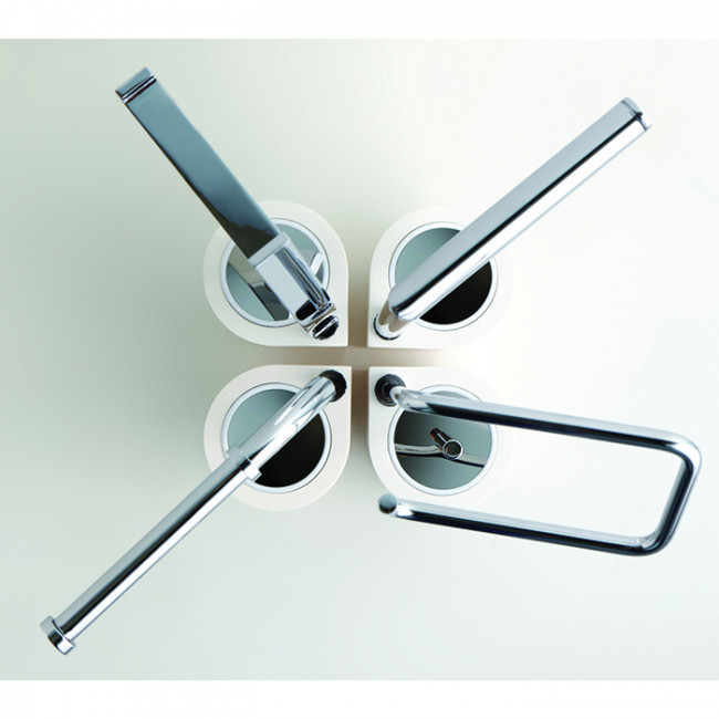 Bertocci Cento Напольная стойка, с туалетным ёршиком и бумагодержателем, цвет: белая керамика/хром