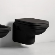 Kerasan Waldorf Унитаз подвесной 55х37см., с сиденьем, микролифт, цвет: черный глянцевый