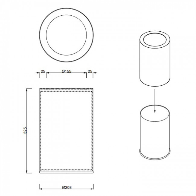 Decor Walther Rooms Ведро для мусора O20.5х32.5cм., напольное, цвет: хром