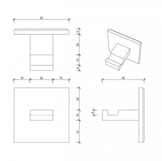 Decor Walther Brick KHAK1 Крючок самоклеящийся, подвесной, цвет: хром