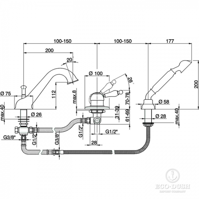 CISAL Arcana Empress Смеситель на борт ванны на 3 отверстия, цвет: золото CISAL Arcana Empress Смеситель на борт ванны на 3 отверстия, цвет: золото