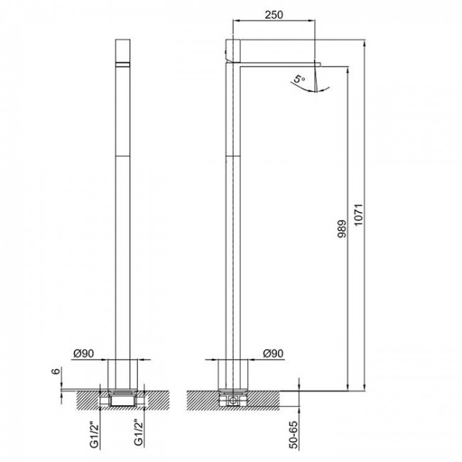 Fantini Milano Смеситель для раковины, напольный, излив: 250 мм, цвет: матовая натуральная сталь Fantini Milano Смеситель для раковины, напольный, излив: 250 мм, цвет: матовая натуральная сталь