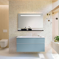 Burgbad Fiumo Комплект подвесной мебели 122х49х61см, с раковиной на 1 отв., ручки белые матовые, цвет: Eisblau Softmatt