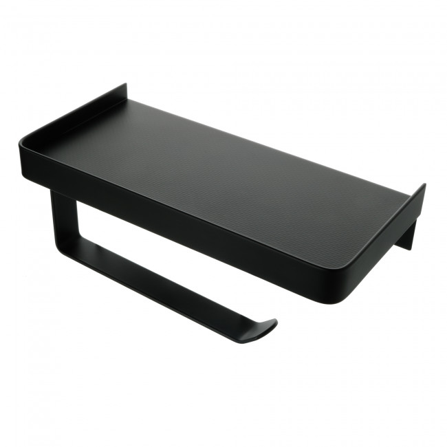 Бумагодержатель с полкой для телефона черный Fixsen Hotel (FX-31011B)