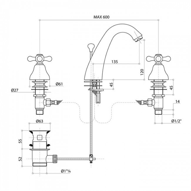 Смеситель для раковины Bongio Axel, цвет: золото 15501OR00