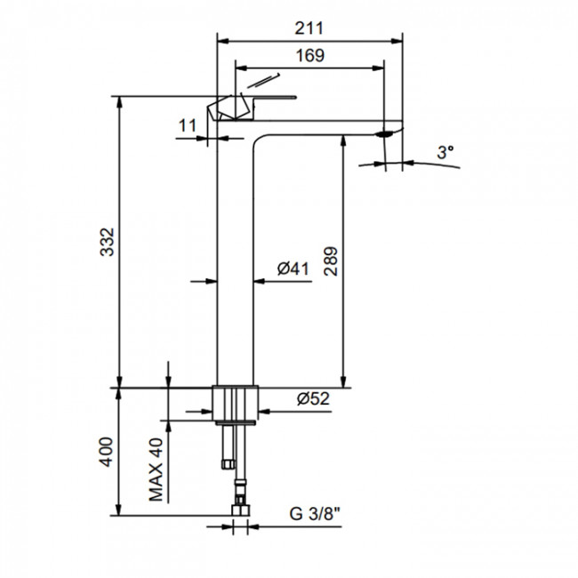 Fantini Myo Смеситель для раковины на 1 отверстие, высокий излив , цвет: черный матовый Fantini Myo Смеситель для раковины на 1 отверстие, высокий излив , цвет: черный матовый
