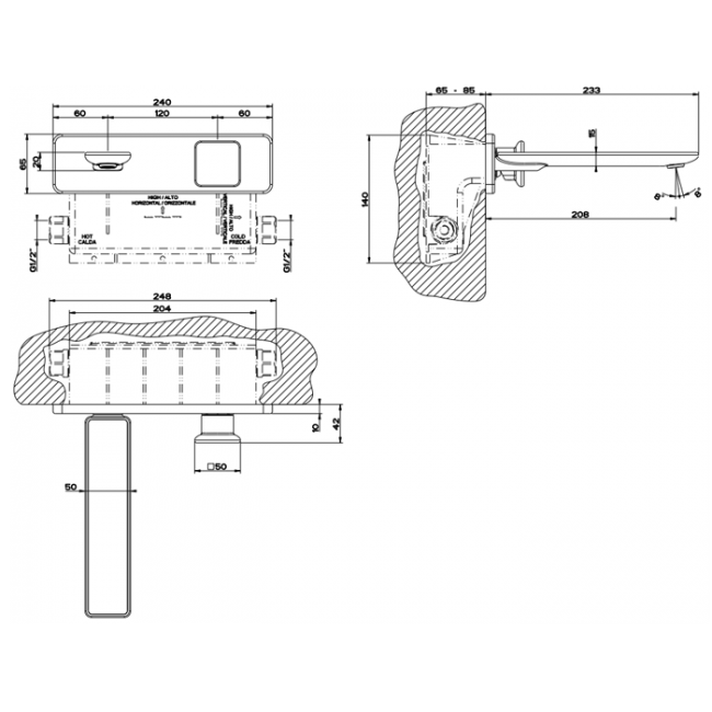 Gessi Внуренняя часть встраиваемого смесителя для раковины/биде
