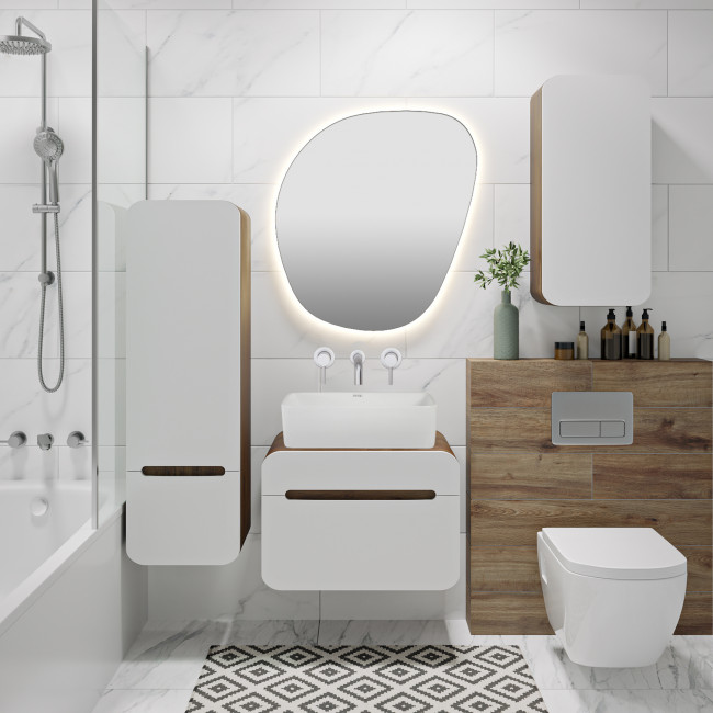 Шкаф навесной Runo Ницца 35 темное дерево белый правый (00-00002127)