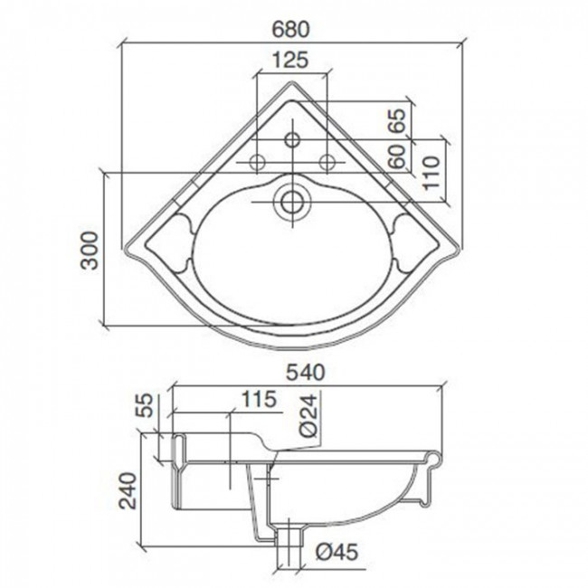 Sbordoni Palladio Раковина 68х54 см, 1 отв., цвет: белый