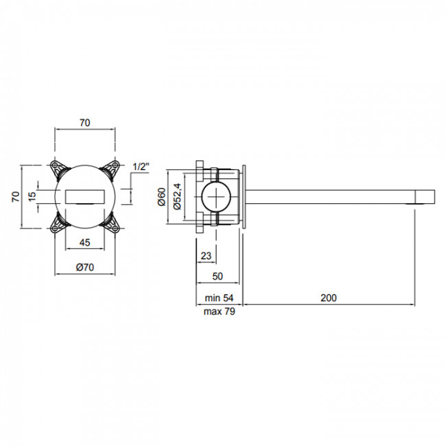 Antonio Lupi Indigo Излив для ванны, настенный, излив: 200мм, цвет: графит