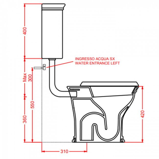 Artceram Civitas Средний бачок для напольного унитаза 44х39 см, цвет: серый