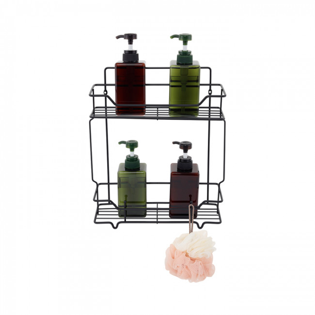 Полка двухъярусная прямая Milardo Grid проволока стальная, чёрный матовый (GRICS2BM44) Полка двухъярусная прямая Milardo Grid проволока стальная, чёрный матовый (GRICS2BM44)