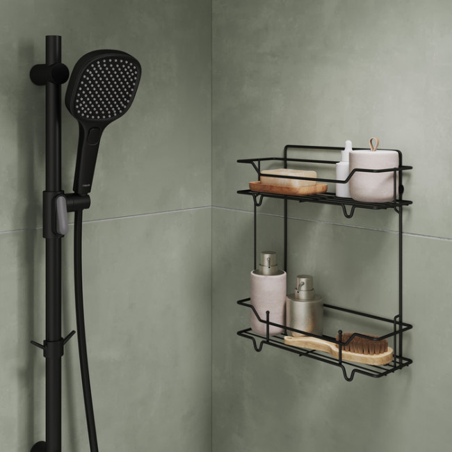 Полка двухъярусная прямая Milardo Grid проволока стальная, чёрный матовый (GRICS2BM44) Полка двухъярусная прямая Milardo Grid проволока стальная, чёрный матовый (GRICS2BM44)