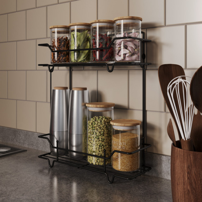 Полка двухъярусная прямая Milardo Grid проволока стальная, чёрный матовый (GRICS2BM44) Полка двухъярусная прямая Milardo Grid проволока стальная, чёрный матовый (GRICS2BM44)