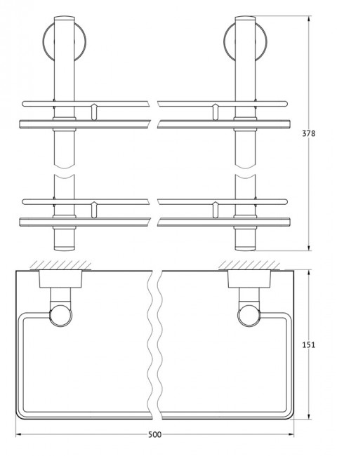 Полка с ограничителем 2-х ярусная 50 см FBS Nostalgy NOS 064 Полка с ограничителем 2-х ярусная 50 см FBS Nostalgy NOS 064