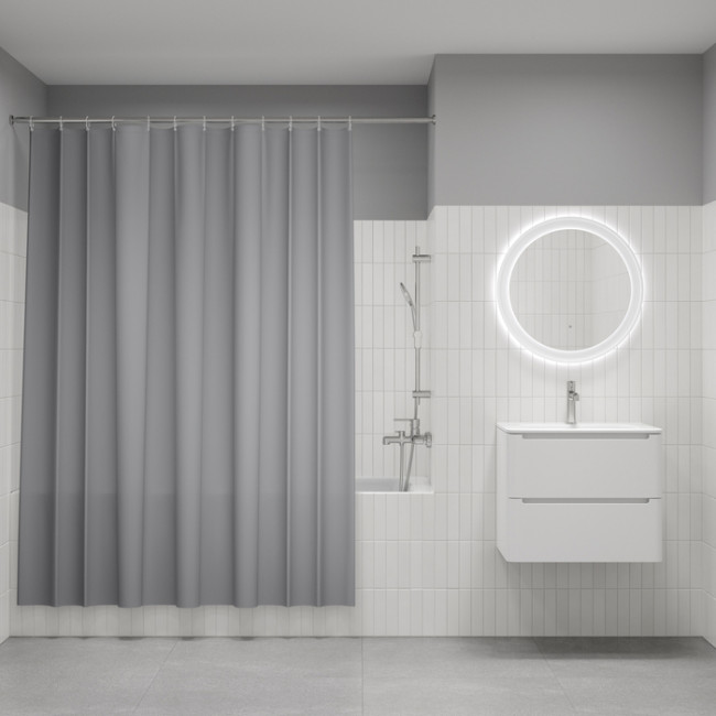 Штора для ванной, 200x240 см, Полиэстер, светло-серый, IDDIS, BL07P24i11