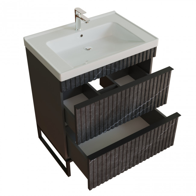 Тумба для ванной MIXLINE "Окленд -70" Графит Мрамор под ум. Грэйс- 70 ЛОФТ (551729)