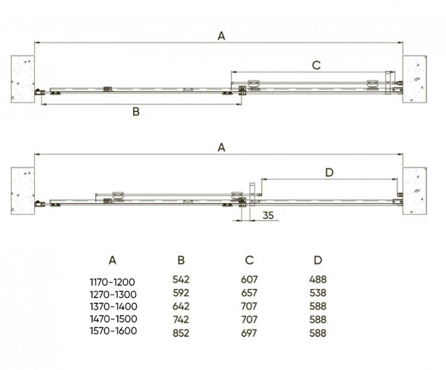 Дверь в нишу Veconi VN71-140-01-19C4 1400x1950, хром, стекло прозрачное