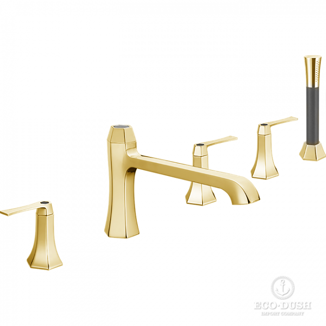 CISAL Cherie Смеситель на борт ванны на 5 отверстий,излив 210 мм, цвет: золото/черный матовый