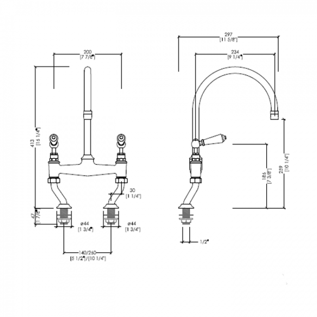 Devon&Devon Heritage Смеситель для кухни настенный, цвет: никель блестящий