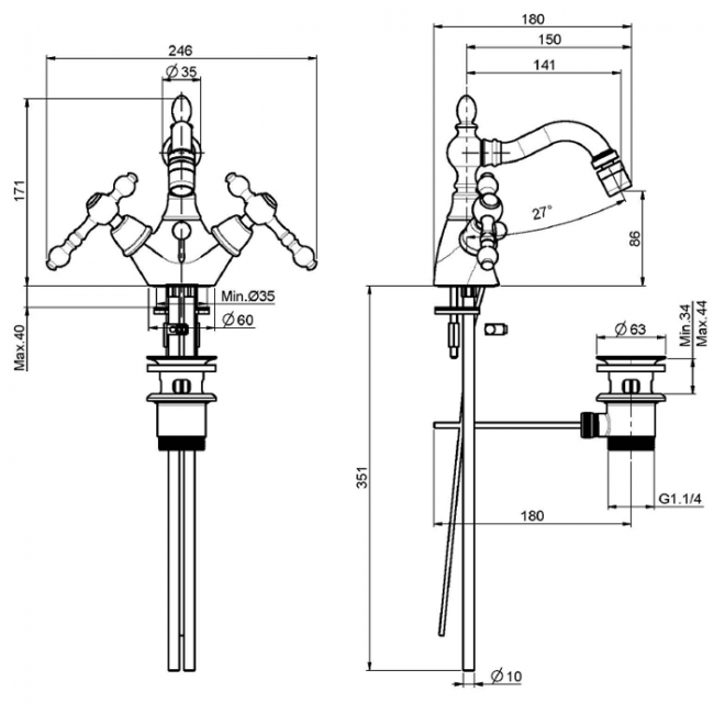 Carlo Frattini Epoque Смеситель для биде F5062BR, цвет: бронза